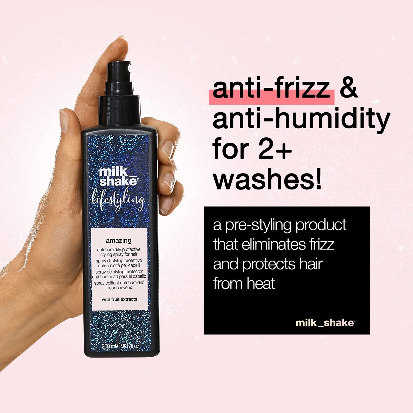milk_shake Lifestyling Amazing Anti Humidity Spray for Hair - Frizz Control and Heat Protectant Spray for Hair, 6.8 Fl Oz