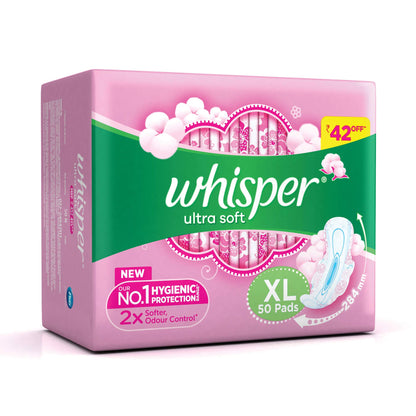 Whisper Ultra Soft XL Sanitary Pads, 50 count (Pack of 1)