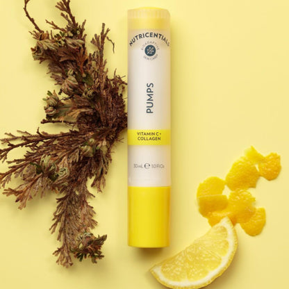 Nu Skin Nutricentials Vitamin C + Collagen Pump - Powerful Skin Serum | Hydration, and Luminous Complexion | Vegan Collagen, Fine Line Reduction Skin Care (1 fl oz)