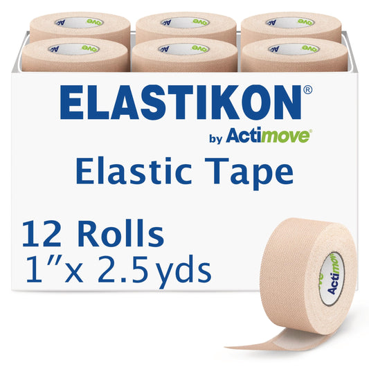 Elastic Athletic Tape - Provides Support for Sprains, Strains, Muscle Injuries - for Sport and Veterinary Applications - 1 in x 2.5 yd, 12 Rolls