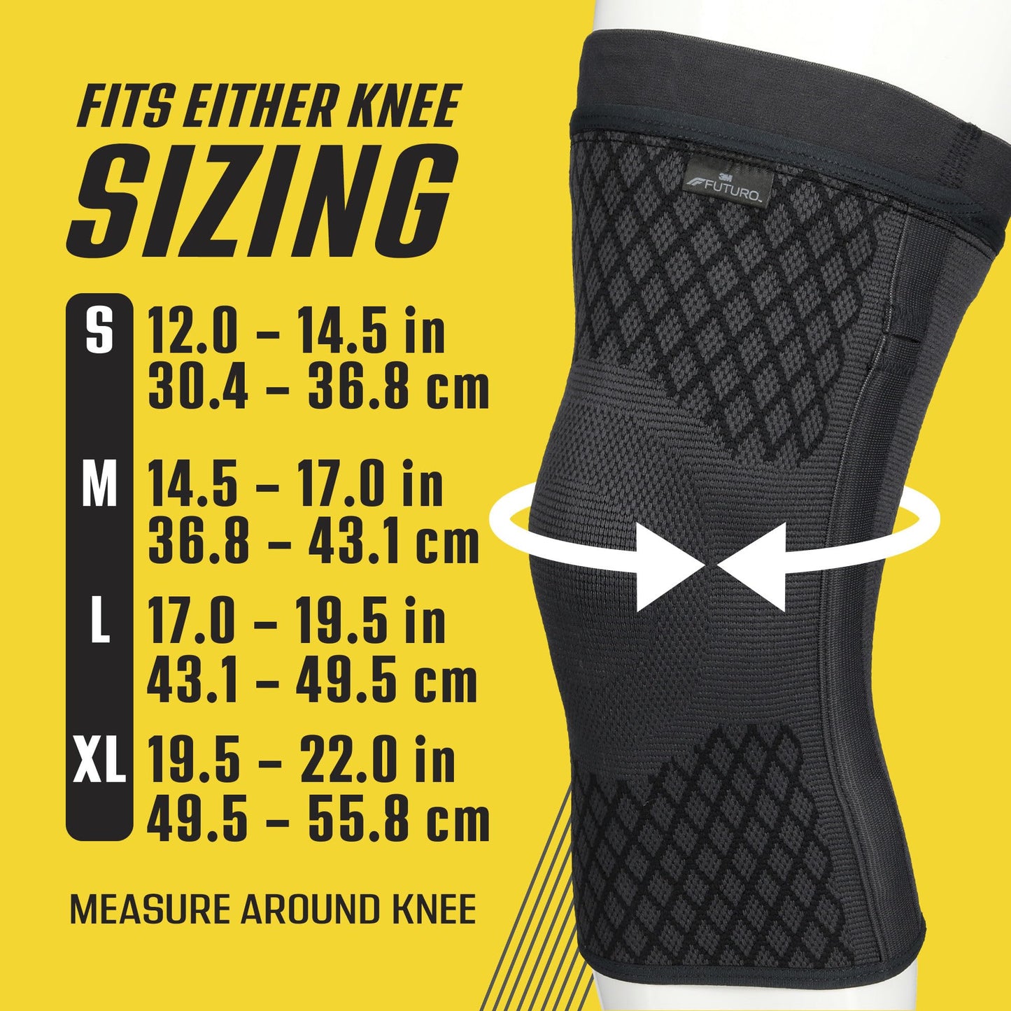 FUTURO Premium Compression Knee Sleeve with Stabilizers, Removable Stabilizers, Advanced Customizable Compression Sleeve, for Mild Arthritis, Swelling, Soreness, Sprains, and Strains, Large