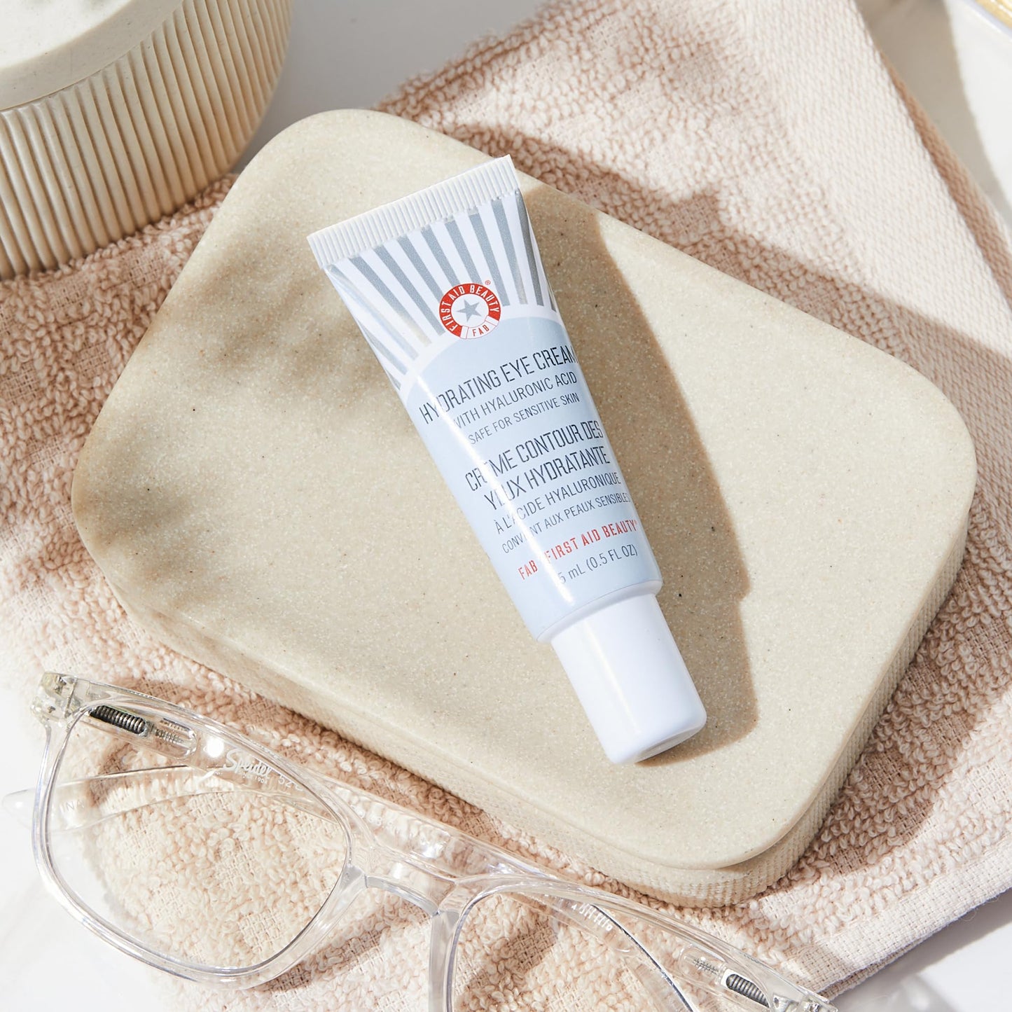 First Aid Beauty - Hydrating Eye Cream with Hyaluronic Acid, Nourishing Eye Cream that Provides 24 hours of Hydration, Helps Smooth Fine Lines, Wrinkles & Puffiness, Safe for Sensitive Skin, 0.5 oz