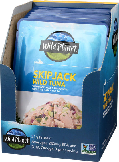 Wild Planet Skipjack Wild Tuna, Sea Salt, Pouch, Keto and Paleo, 3rd Party Mercury Tested, 3 Ounce (Pack of 12)