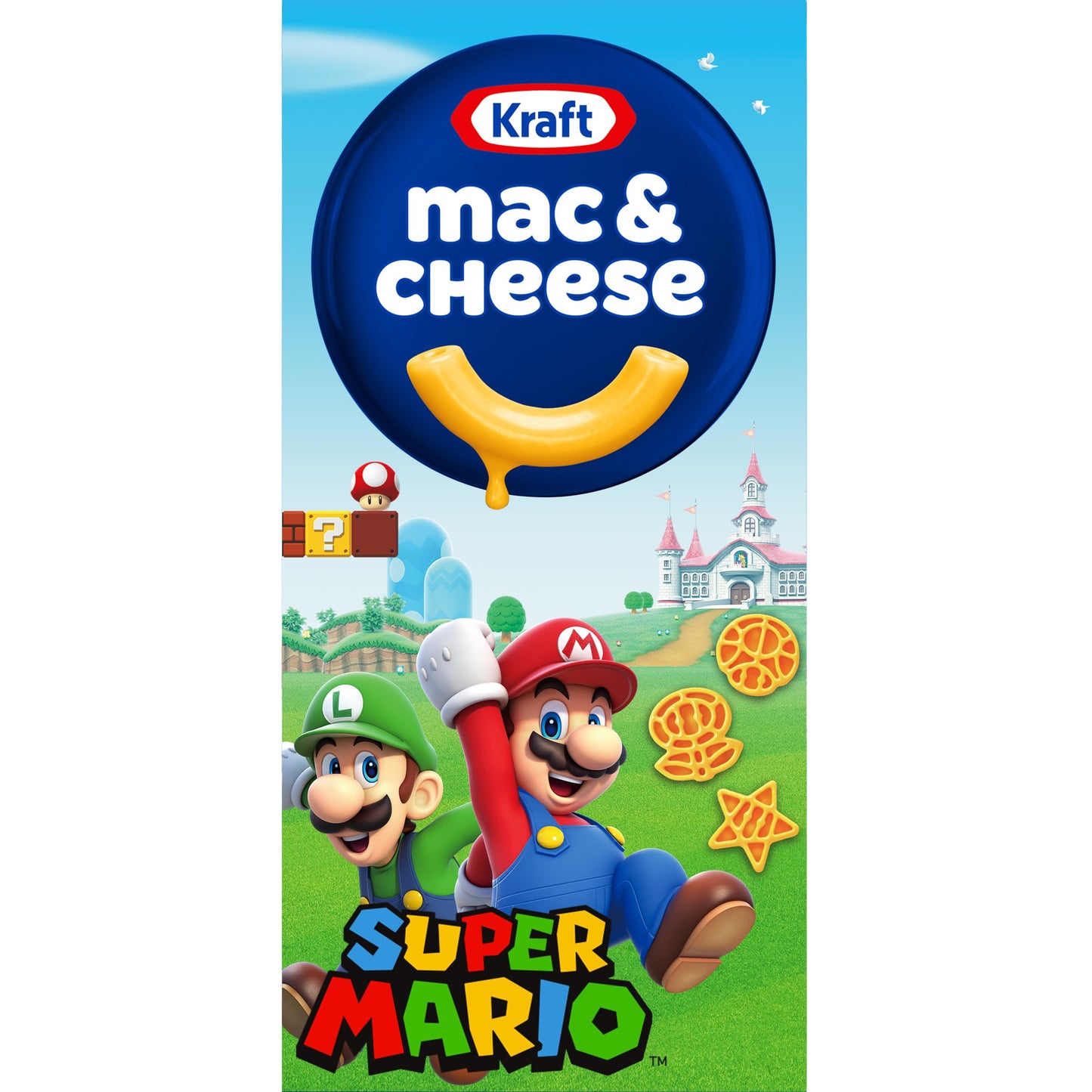 Kraft Mac & Cheese with Super Mario Power-Up Pasta Shapes, 1 Box, for Easy Dinner or Dinner Sides, Original Flavor, No Artificial Flavors, Preservatives or Dyes, 5.5 oz
