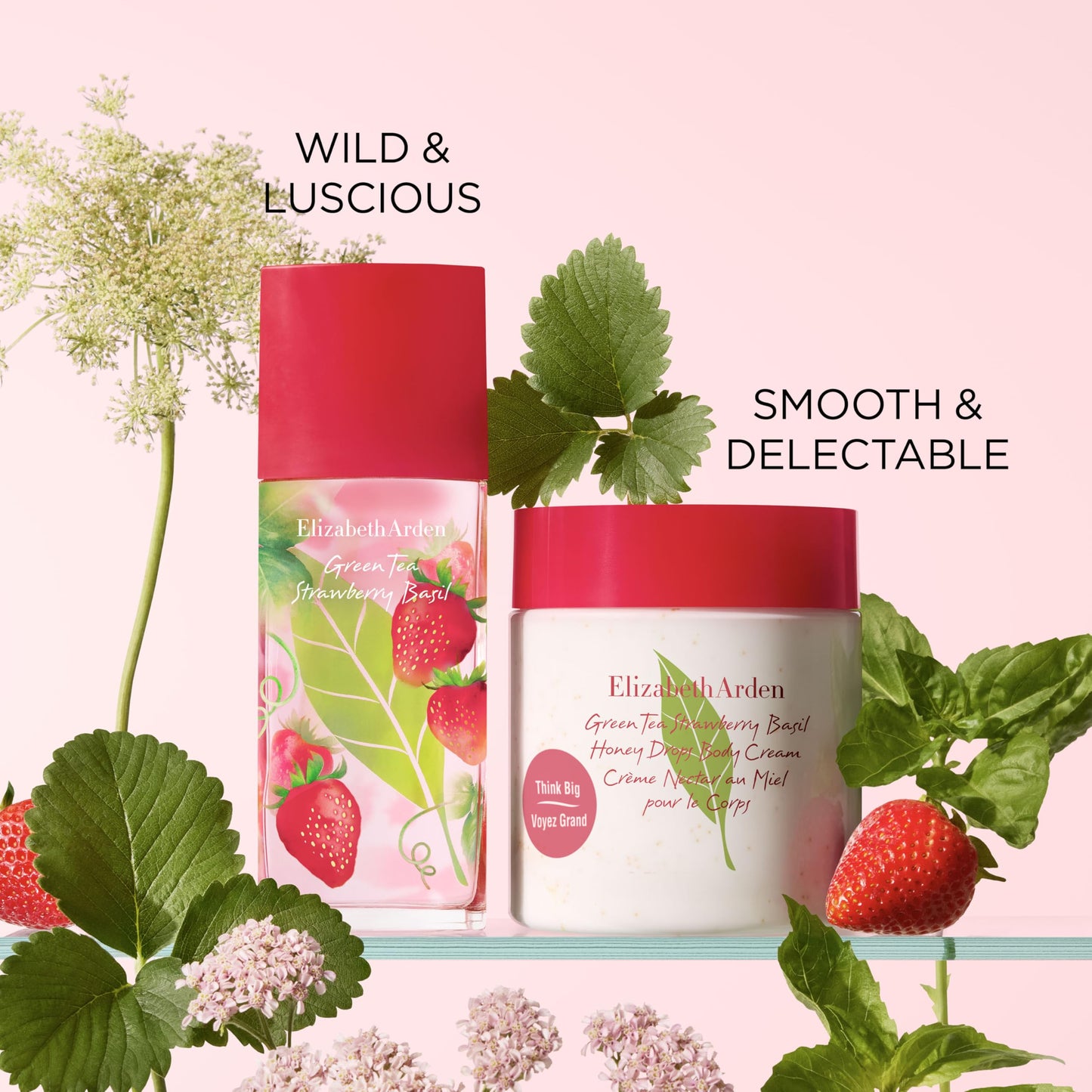 Elizabeth Arden Green Tea Strawberry Basil Honey Drops Body Cream, Hydrating Lightweight Moisturizer for Skin Care, 16.9 fl oz