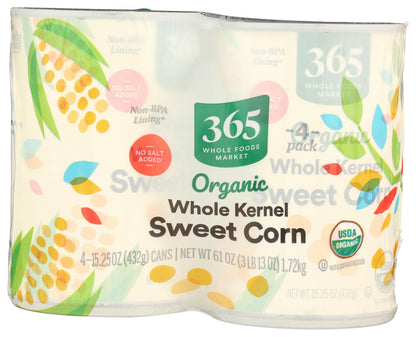 365 by Whole Foods Market, Organic Corn, No Salt Added, 15.25 Ounce, 4 Pack
