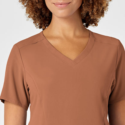 WonderWink Renew Women's V-Neck Scrub Top, Clay, 1X