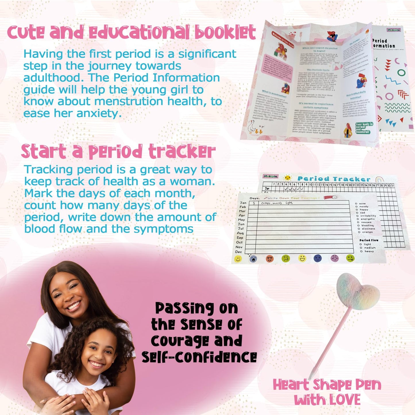 First Period Kit for Girls 9-12 | 50 PC MultipieYo Teen Preteen Tween Period Starter Kit for Girls 10-12 | 1st Period Gifts | Period Packs for Young Girls First Time
