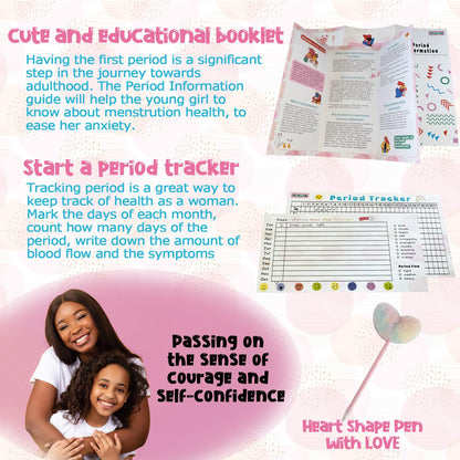 First Period Kit for Girls 9-12 | 50 PC MultipieYo Teen Preteen Tween Period Starter Kit for Girls 10-12 | 1st Period Gifts | Period Packs for Young Girls First Time
