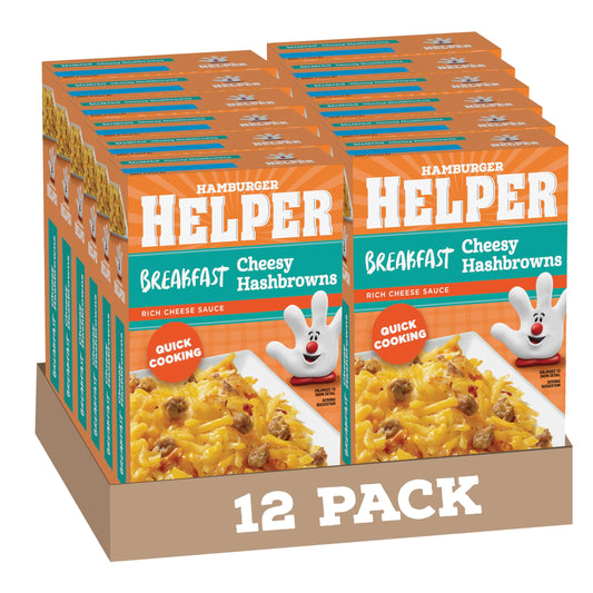 Hamburger Helper BREAKFAST Cheesy Hashbrowns Meal (5.5 oz - 12 Pack) No Artificial Flavors, Ready in3 Easy Steps, Quick Breakfasts for Busy Mornings & Families On-the-Go