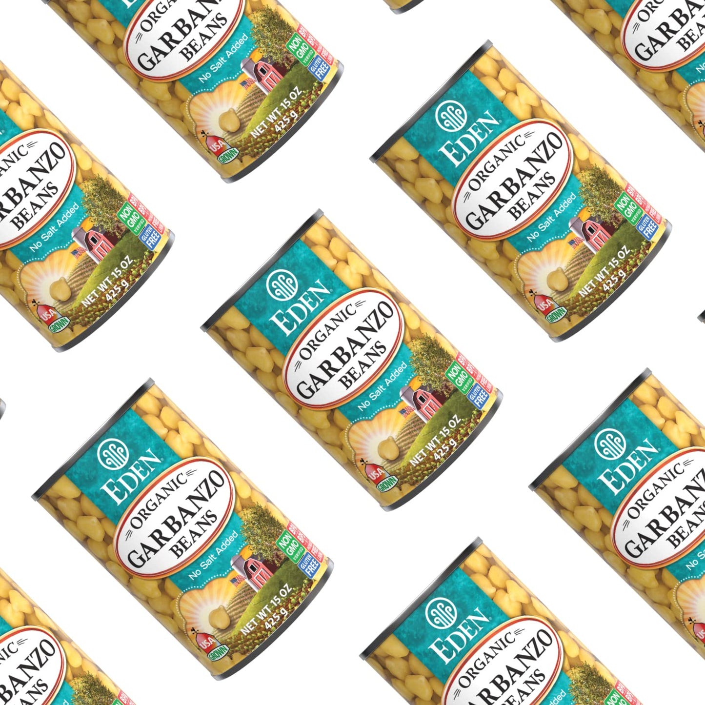 Eden Organic Garbanzo Beans, Chickpeas, 15 oz Can (12-Pack Case), No Salt Added, Non-GMO, Gluten Free, Vegan, Kosher, U.S. Grown, Heat and Serve, Macrobiotic