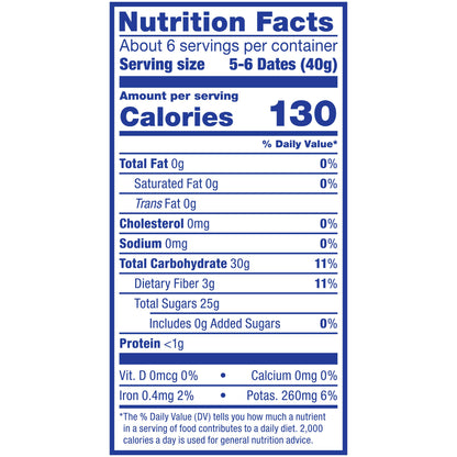 Dole California Whole Pitted Dates, Dried Fruit, Gluten Free Snack, 8 Oz Bag