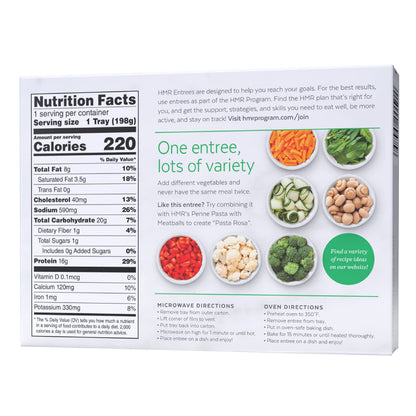 HMR Rotini Chicken Alfredo Entrée | Pre-packaged Lunch or Dinner to Support Healthy Eating | Ready to Eat | 16g of Protein | Low Calorie Food | 7oz Serving per Meal | Pack of 3