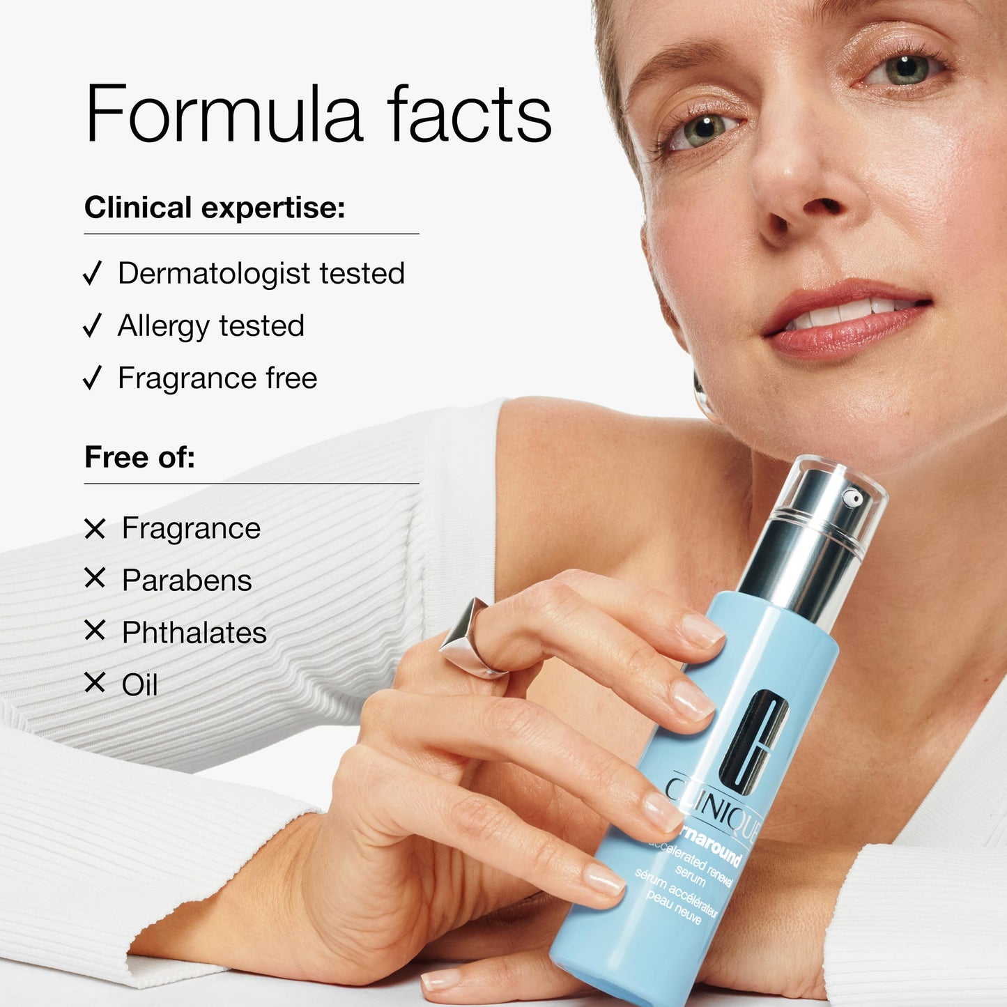 Clinique Turnaround Accelerated Renewal Face Serum For All Skin Types | Exfoliating + Smoothing, 1 Fl Oz