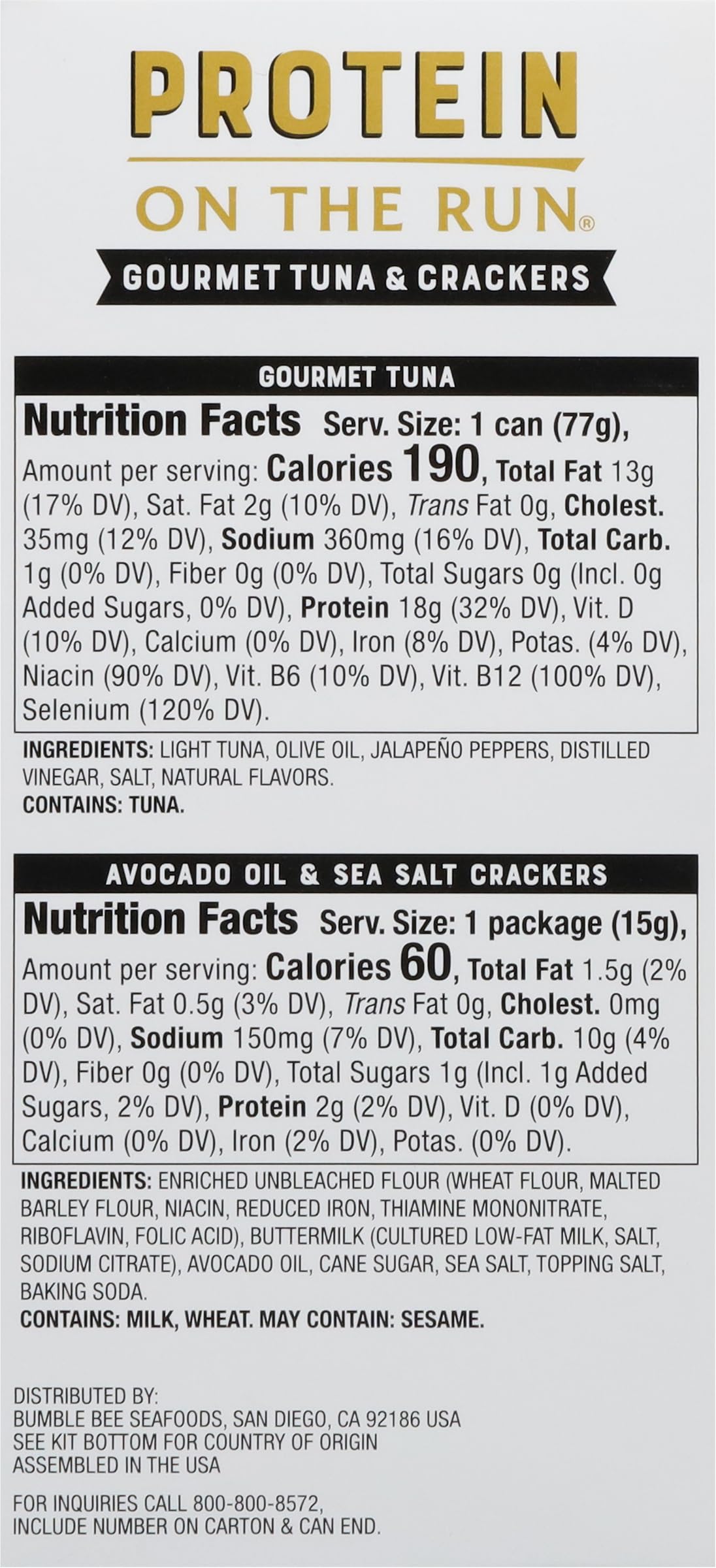 Bumble Bee Prime Protein on the Run Tuna Snack Kit, Pack of 12 - Gourmet Tuna Marinated in Olive Oil & Mild Jalapeno with Crackers and Serving Utensil - 20g of Protein Per Serving, Easy Open Can