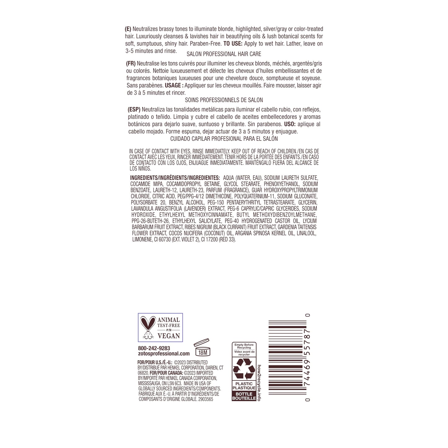 Bain de Terre Lavender Blonde Toning Shampoo, Neutralize Brassy Tones for Cool Blonde, Highlighted or Gray Hair, with Argan & Monoi Oils, Paraben-Free, Vegan, 13.5 Fl Oz