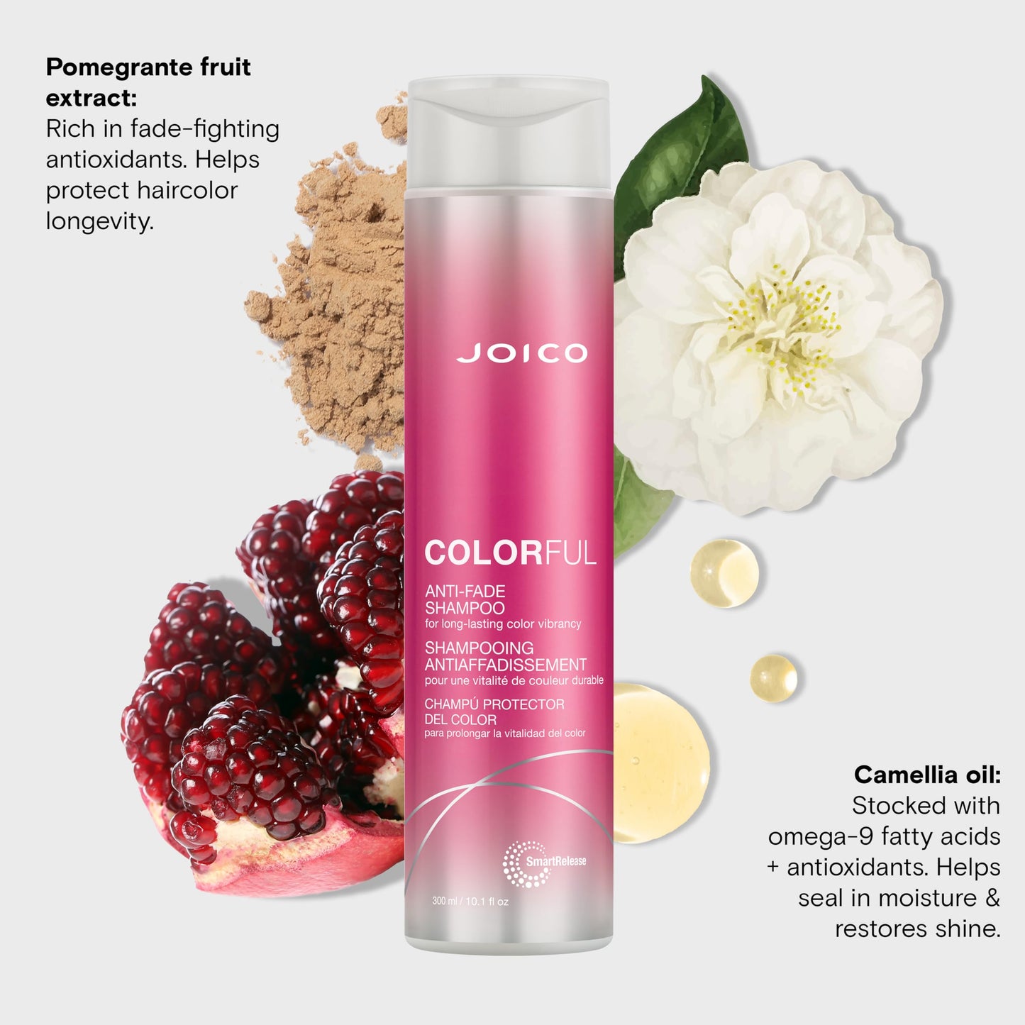 Joico Colorful Anti-Fade Shampoo | For Color-Treated Hair | Preserve Hair Color & Vibrancy Long-Term | Boost Shine & Reduce Breakage | Sulfate Free | With Camellia Oil & Pomegranate Extract
