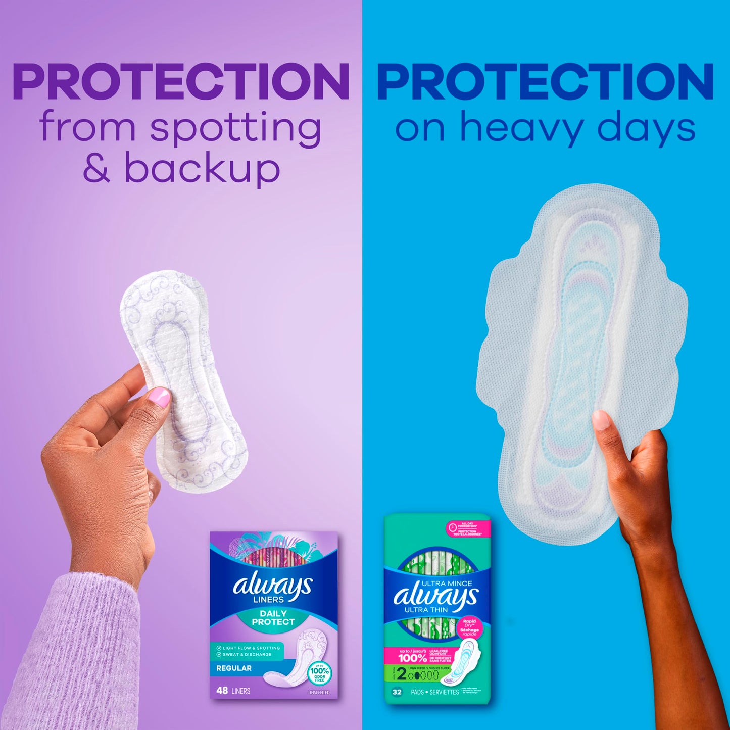 Always Panty Liners for Women Daily Protect Liners, Regular Length,96 Count