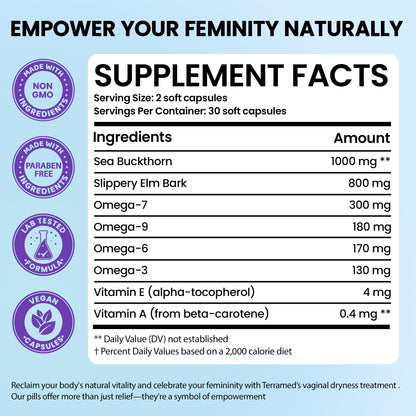 Hydro Gyn Vaginal Moisturizer Pills | Slippery Elm for Women Formulated to Support Healthy Moisture, Mood & Relaxation | Feminine Care Oral Capsules for Vaginal Dryness, ph Balance 60 Capsules