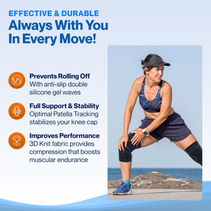 Modvel 2 Pack Knee Brace for Women & Men - Workout Knees Compression Sleeve for Knee Pain Relief Joint Support for ACL, Arthritis, Meniscus Tear Knees Brace for Sports, Rodilleras para Gym Fitness