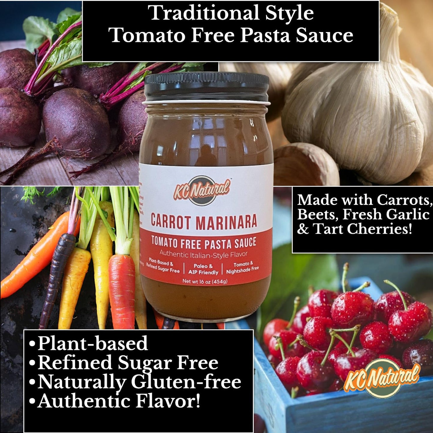 KC Natural Tomato-Free Pasta Sauce Combo Pack, Traditional Style & Carrot Marinara, 31.5 oz Total, Paleo & AIP Friendly