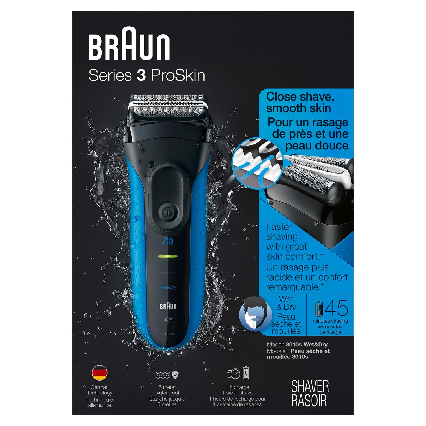 Series 3 310s Wet & Dry Electric Shaver for Men/Rechargeable Electric Razor, Blue