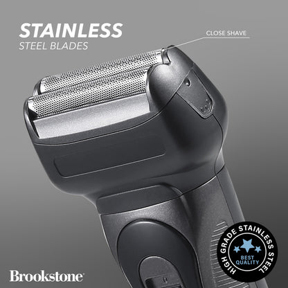 Brookstone - Electric Razor for Men, Foil Shaver, Precision Foil Blades, Comfortable Close Shave, Professional Quality (Black)