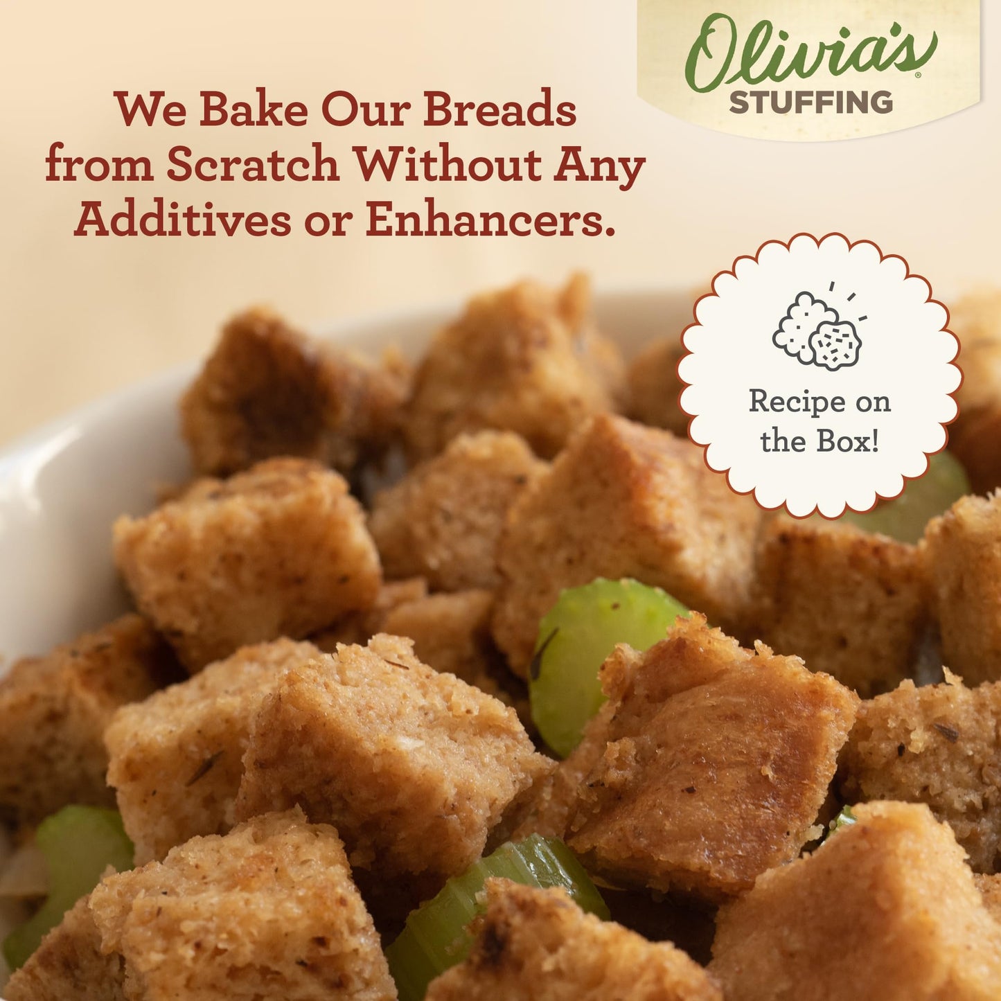 Olivia's Croutons Traditional Stuffing Mix - Natural and Vegan Dressing, 12 oz (Pack of 2)