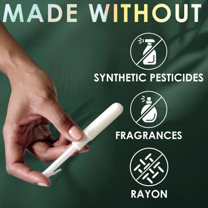 L. Tampons, Made with Organic Cotton, Regular/Super Absorbency, Multipack, Made Without Synthetic Pesticides, Rayon or Fragrances, Applicator Made Without BPA, Leak-Stopping Design, 18 Count