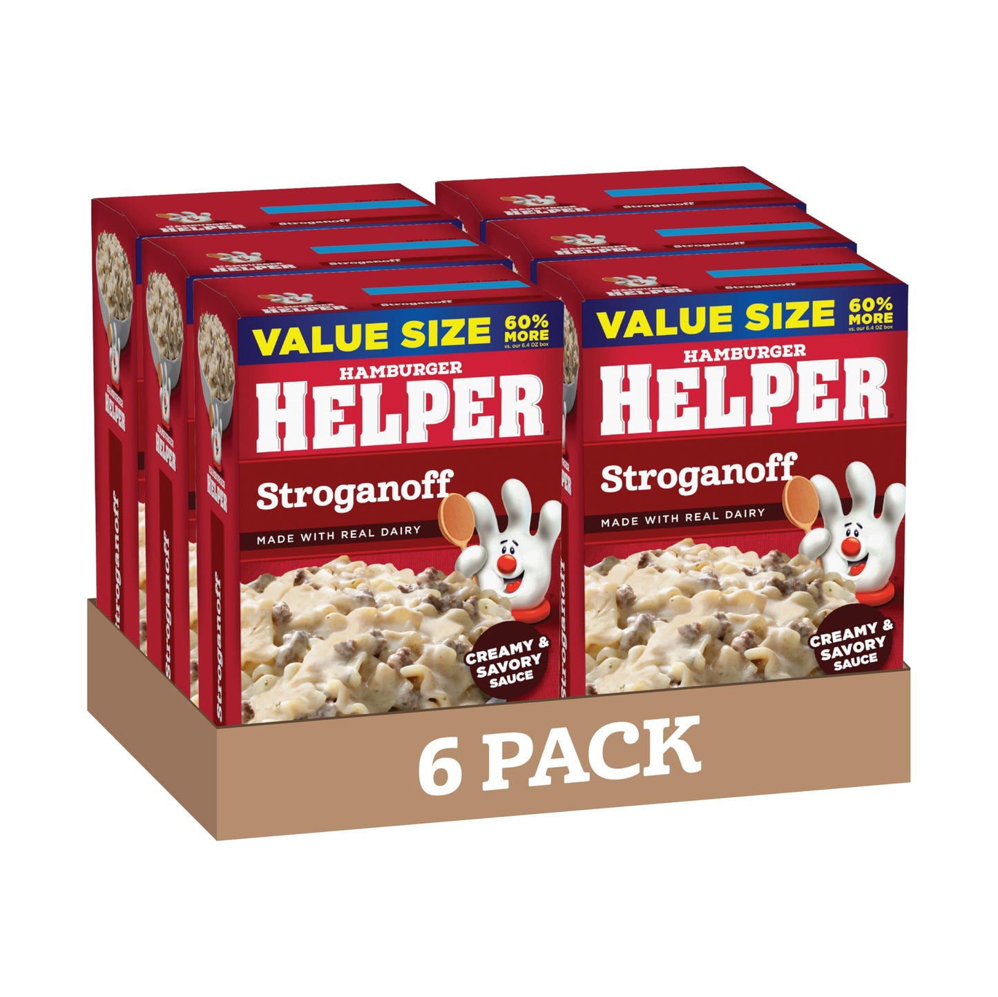 Hamburger Helper Stroganoff Value Size Pasta Meal (10.2 oz - 6 Pack) No Artificial Flavors, Ready in 3 Easy Steps, Quick Meals for Midweek Dinners, Busy Evenings & Families On-the-Go