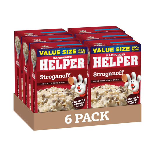 Hamburger Helper Stroganoff Value Size Pasta Meal (10.2 oz - 6 Pack) No Artificial Flavors, Ready in 3 Easy Steps, Quick Meals for Midweek Dinners, Busy Evenings & Families On-the-Go