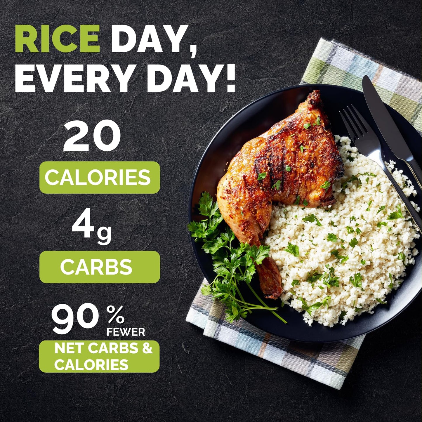 Palmini Rice | Low-Carb, Low-Calorie Hearts of Palm Rice | Keto, Gluten Free, Vegan, Non-GMO, Healthy | As seen on Shark Tank | (12 Ounces Pouches - Pack of 3)