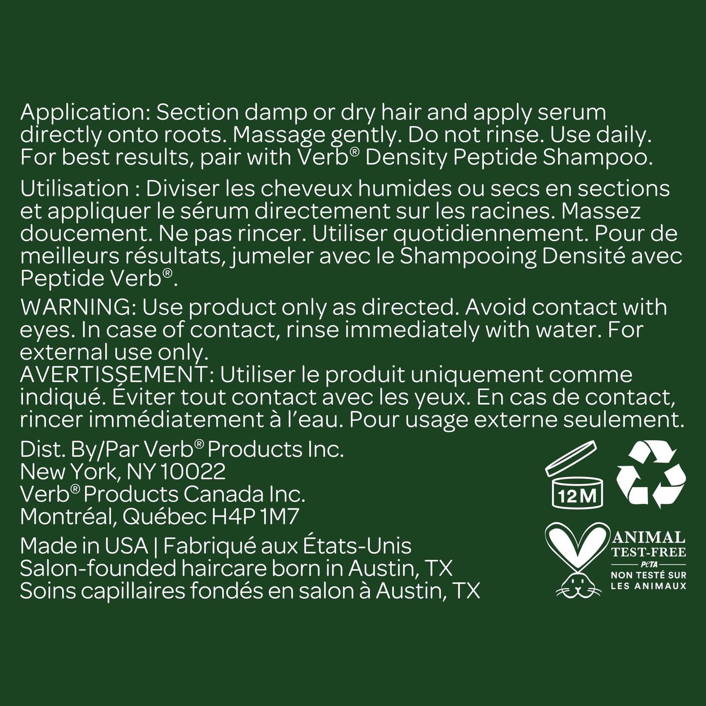 VERB Density Peptide Serum, Visibly Thicken + Reduce Signs of Shedding- No Parabens or Harmful Sulfates