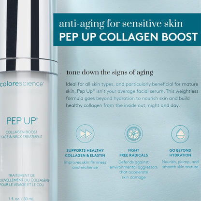 Colorescience Pep Up Collagen Renewal Face & Neck Treatment, Promotes Collagen and Elastin Production, 10 Peptides to Defend Against Signs of Aging