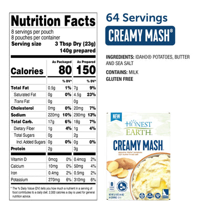 Honest Earth® Creamy Mash Potatoes, 3.2 lbs (Pack of 8)