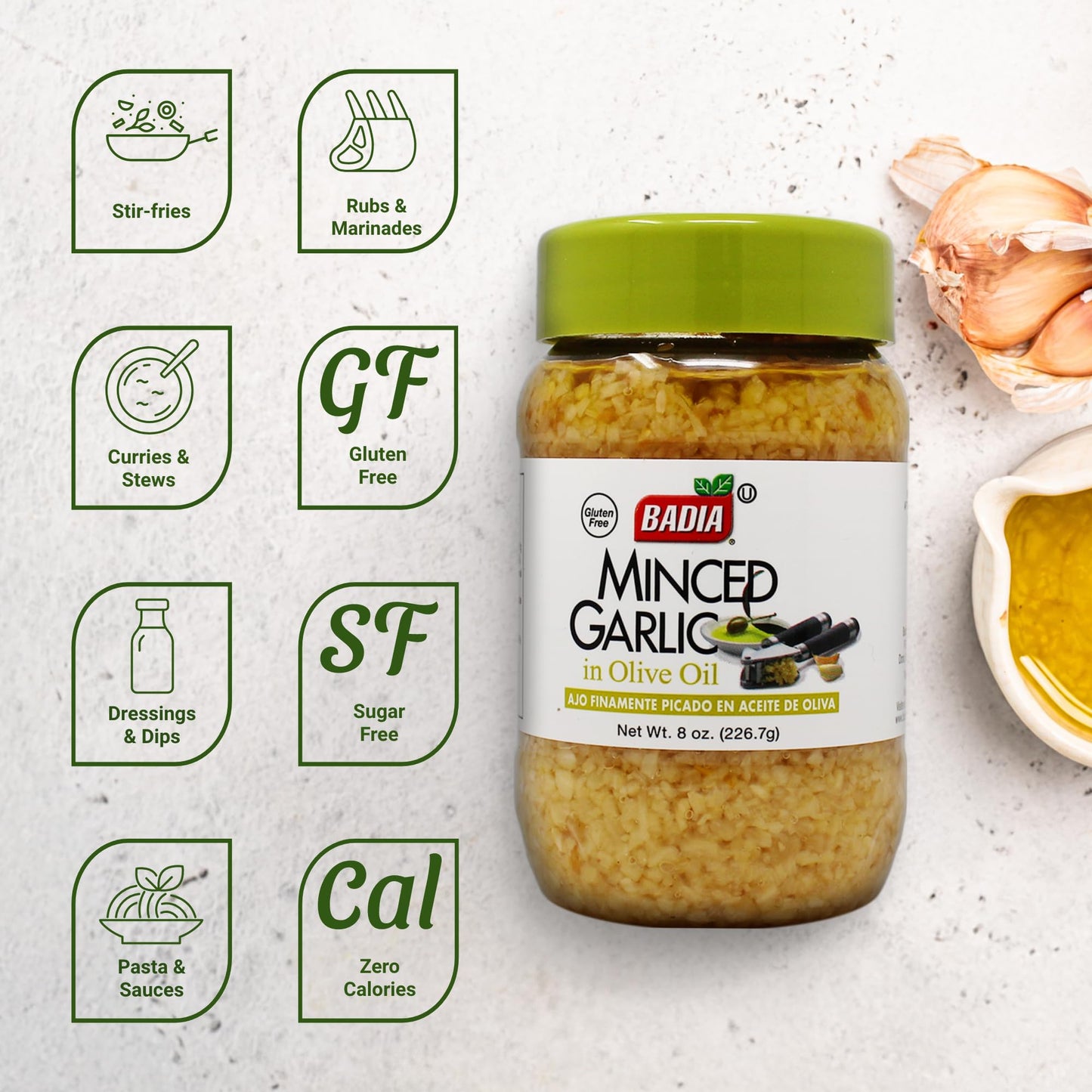 Badia Minced Garlic in Olive Oil, 8 Ounce (Pack of 12)