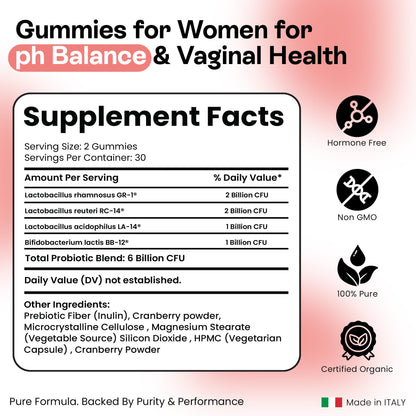 Vaginal Probiotics Gummies | ph Balance for Women | Prebiotics and Probiotics for Women | Pineapple Gummies for Women for ph Balance and Vaginal Health | Vaginal Odor Control 60 Gummies