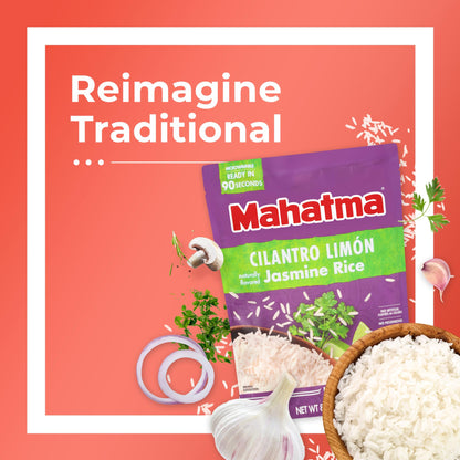 Mahatma Ready to Heat Cilantro Limón–Flavored Jasmine Rice, Precooked Rice, Microwaveable in 90 Seconds, 8.8 Ounces, Pack of 6