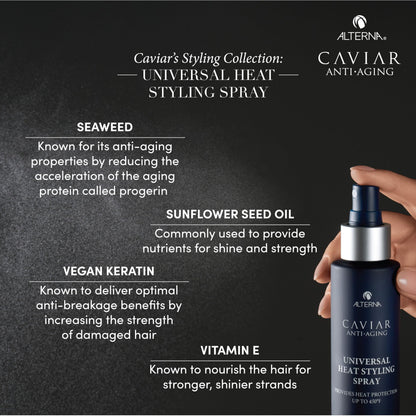 Alterna Haircare CAVIAR Anti-Aging Universal Heat Styling Spray 4.2 Fl Oz | Heat Protectant for Wet or Dry Hair | Detangles, Smooths, and Softens | Eliminates Frizz, Resists Humidity | All Hair Types