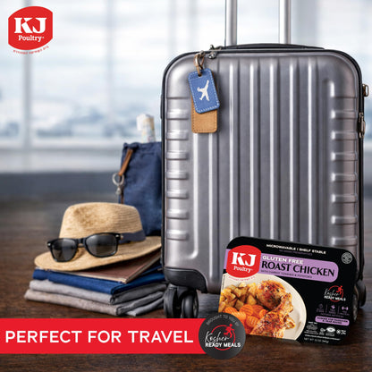 KJ Poultry Kosher for Passover Gluten Free Meals, Roast Chicken with Potato & Carrots, Halal, (6 Pack) Prepared Entree Fully Cooked, Shelf Stable Microwave Dinner, Travel Military Camping