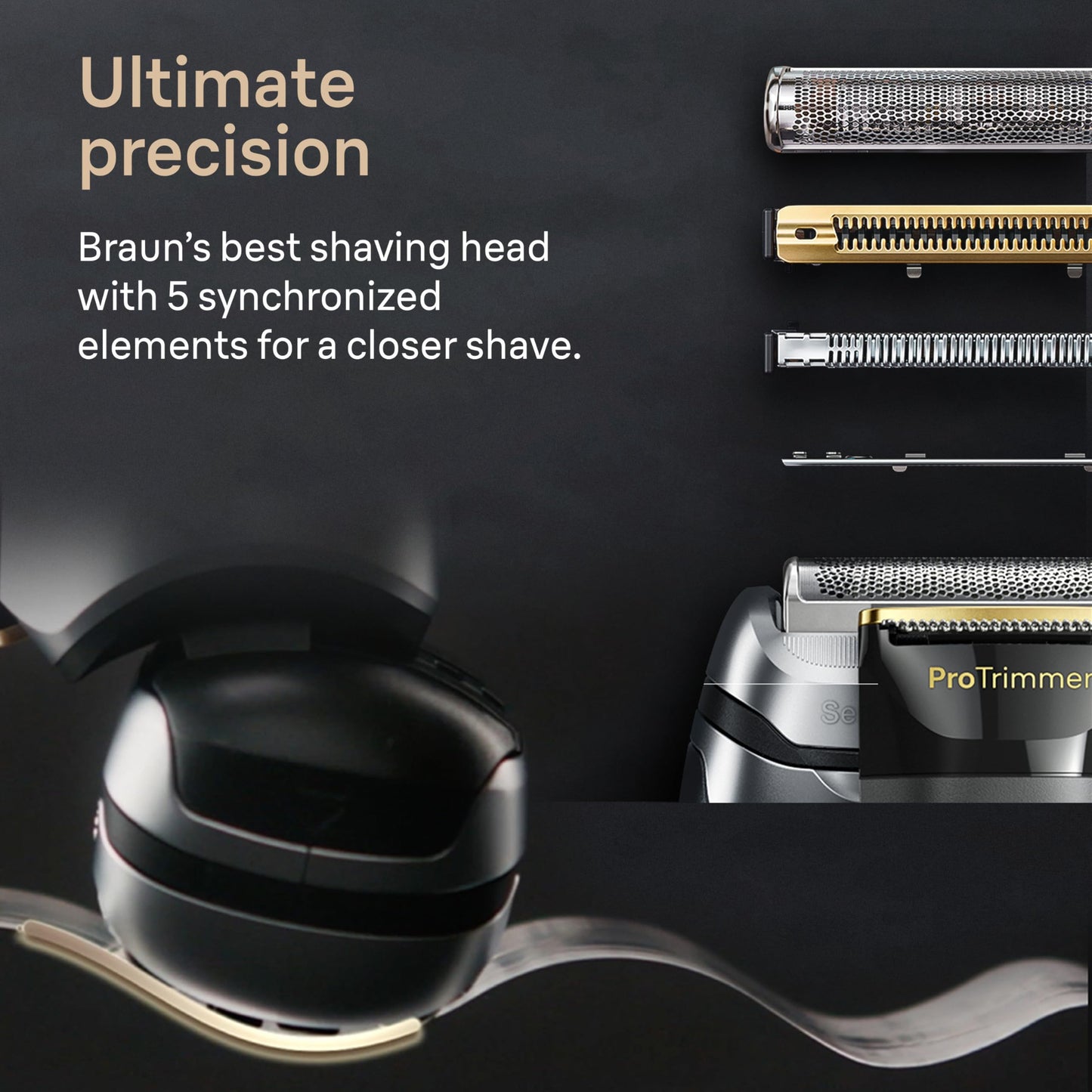 Braun Series 9 PRO+ Electric Razor for Men, 5 Pro Shaving Elements and Shave-Preparing ProComfort Head for Closeness & Skin Comfort, 6in1 SmartCare Center, Wet or Dry Shaver, Charging Stand, 9597cc
