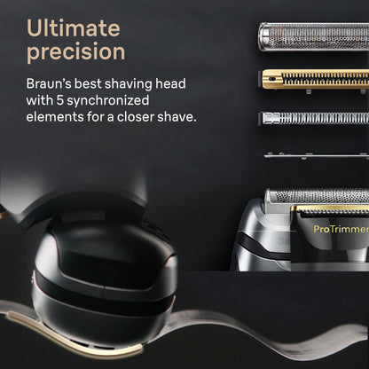 Braun Series 9 PRO+ Electric Razor for Men, 5 Pro Shaving Elements and Shave-Preparing ProComfort Head for Closeness & Skin Comfort, 6in1 SmartCare Center, Wet or Dry Shaver, Charging Stand, 9597cc