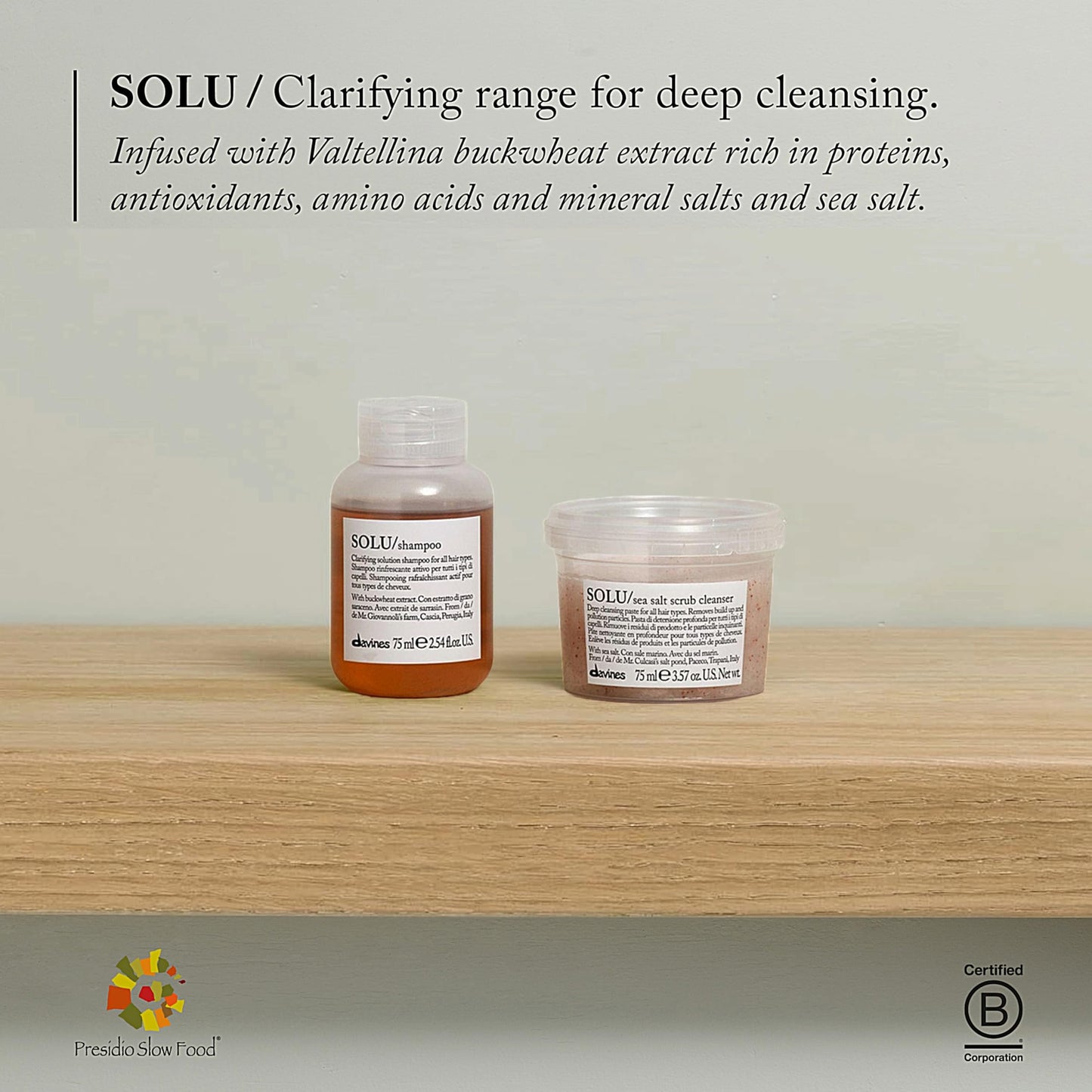 Davines SOLU Shampoo, Clarify And Remove Residue, Refresh Scalp And Leave Hair Shiny And Soft