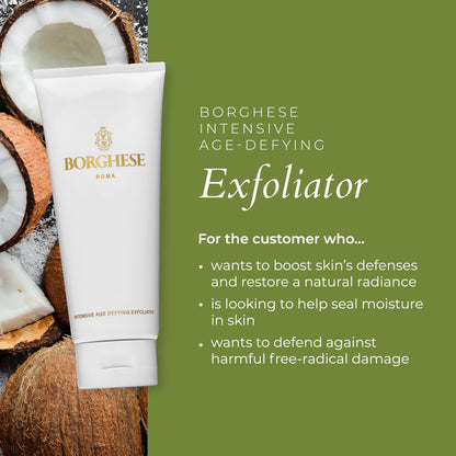 Borghese Intensive Age Defying Exfoliator - Weekly Foaming Facial Exfoliator Scrub with Peptides & Hyaluronic Acid for Smooth Skin, for All Skin Types