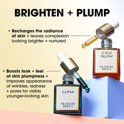 Sunday Riley Day + Night Brighten + Plump Set