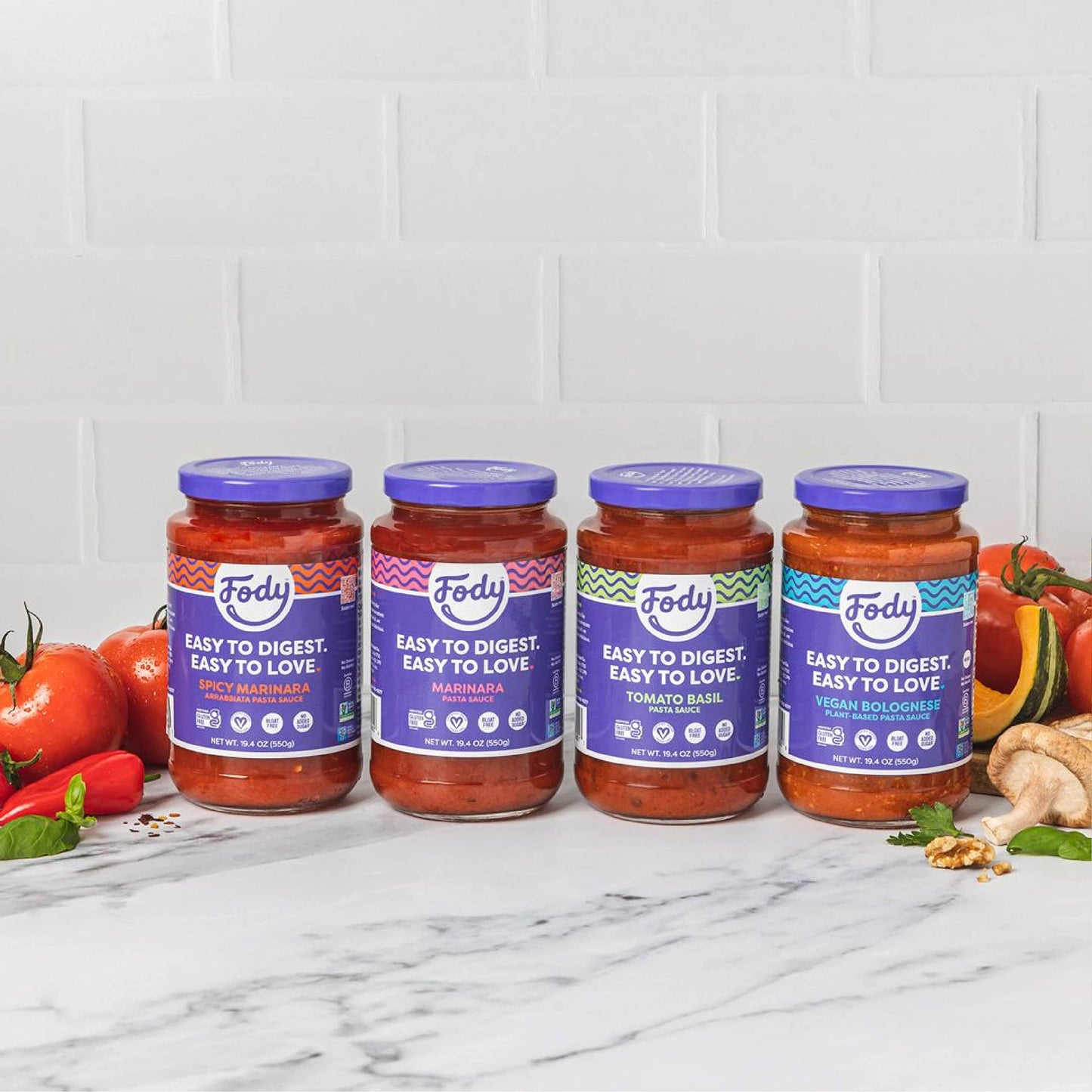 Fody Foods Tomato Basil Pasta Sauce, 19.4 Oz, Garlic and Onion Free, Low FODMAP Certified, Gut & IBS Friendly, Vegan, Non-GMO, Gluten Free, Kosher