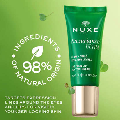 Nuxe Nuxuriance Ultra Eye & Lip Contour Cream with Hyaluronic Acid and ALFA 3R Technology, Firming, Anti-Aging Treatment, 0.51 fl oz