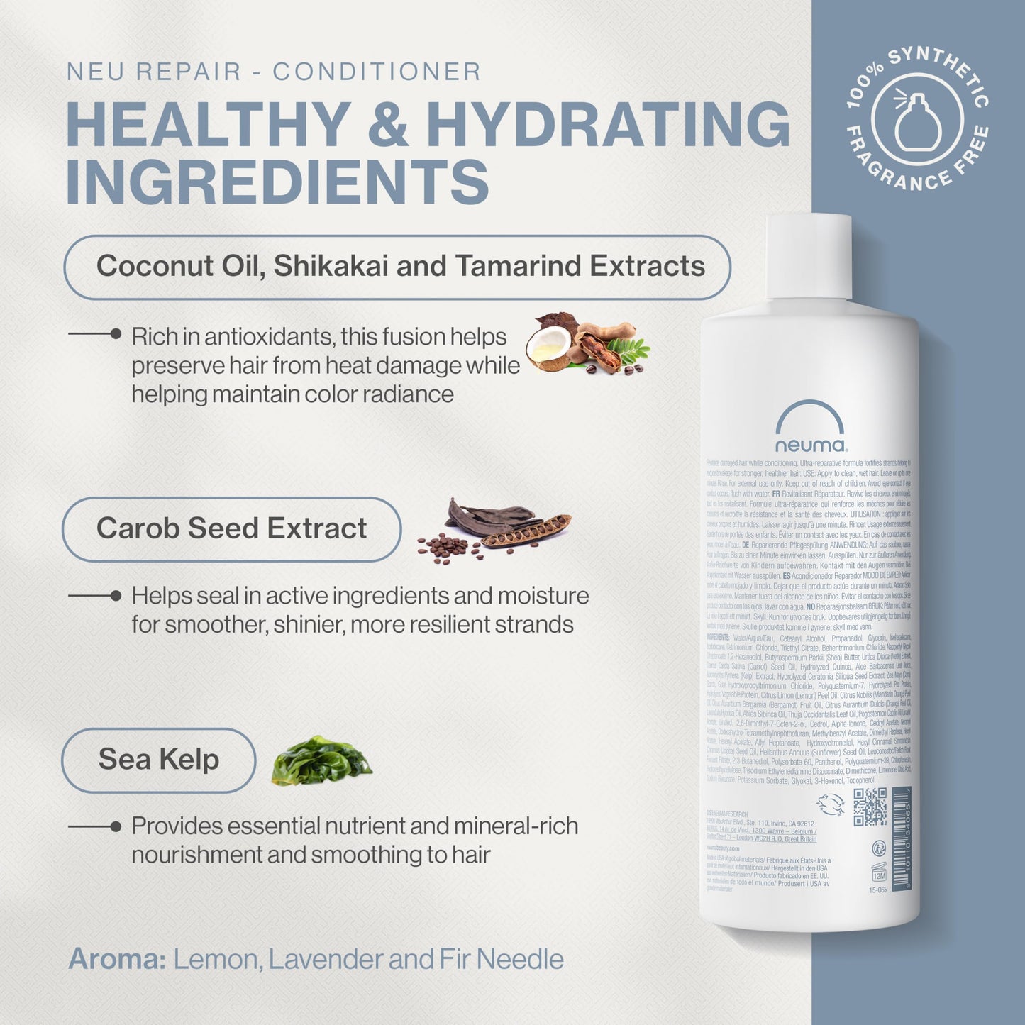 Neuma Neu Repair Conditioner - Protein Hair Treatment for Damaged Hair, Strengthens, Moisturizes, and Reduces Breakage Lemon, Lavender and Fir Needle Scent