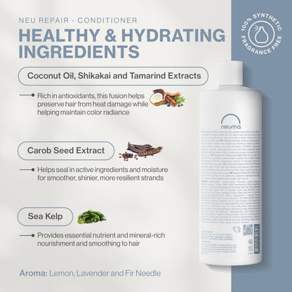 Neuma Neu Repair Conditioner - Protein Hair Treatment for Damaged Hair, Strengthens, Moisturizes, and Reduces Breakage Lemon, Lavender and Fir Needle Scent