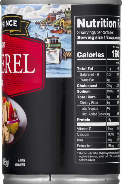 Crown Prince Mackerel in Water, 15-Ounce Cans (Pack of 12)